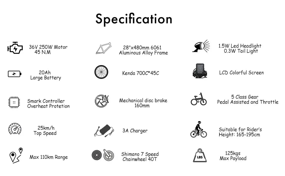 TTGO C3 (HZ-28ST) City ebike - TTGO E-Bike