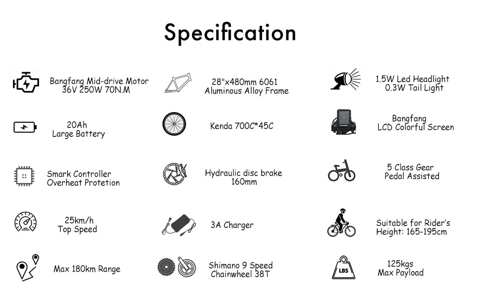 TTGO C7 (ZZ-28ST) Mid-drive City ebike